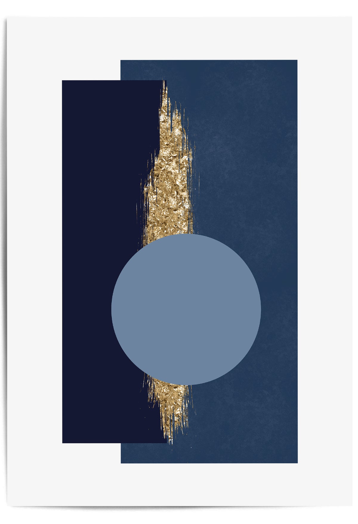 blue and gold geormetric circle rectangle print