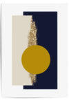 navy blue mustard yellow beige and gold geometric prints