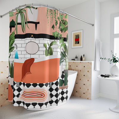 orange shower curtain to cover a bath tub