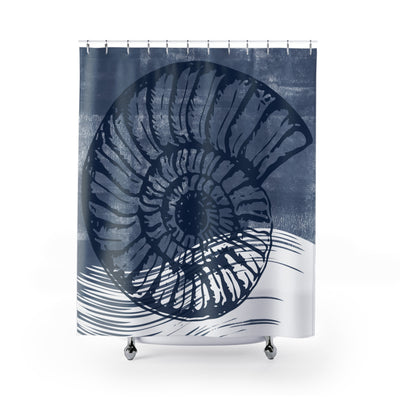 blue coastal shower curtain