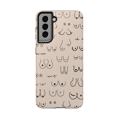 Black and Beige Boobs Tough Phone Cases