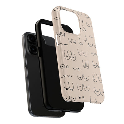 Black and Beige Boobs Tough Phone Cases