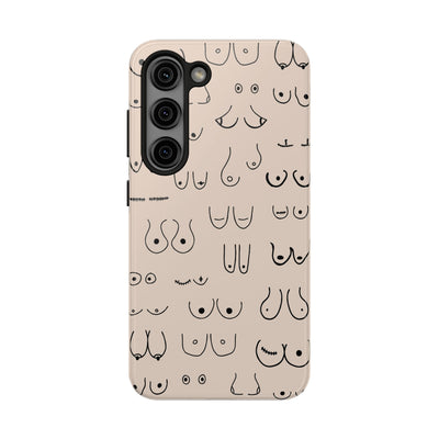 Black and Beige Boobs Tough Phone Cases