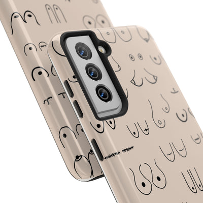 Black and Beige Boobs Tough Phone Cases