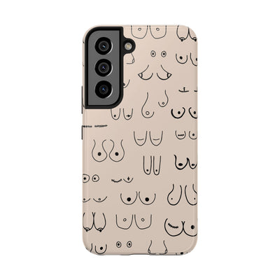 Black and Beige Boobs Tough Phone Cases