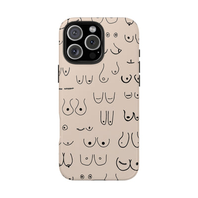 Black and Beige Boobs Tough Phone Cases