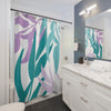 Teal and Purple Leaf Shower Curtain