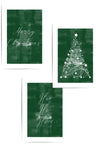 Green Christmas Wall Art Set – Modern Festive Prints – Merry Christmas, Ho Ho Ho & Christmas Tree Trio – Holiday Home Decor