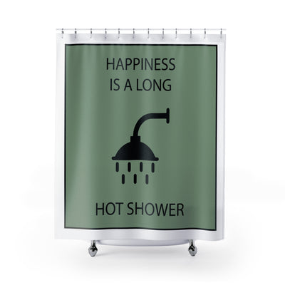 Sage Green Shower Curtain | Happiness Is a Long Hot Shower