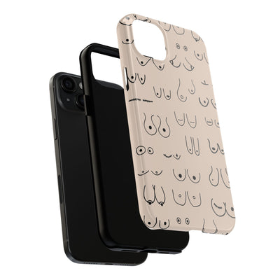 Black and Beige Boobs Tough Phone Cases