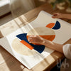 orange navy and beige poster print