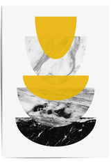 mustard yellow geometric half circles print