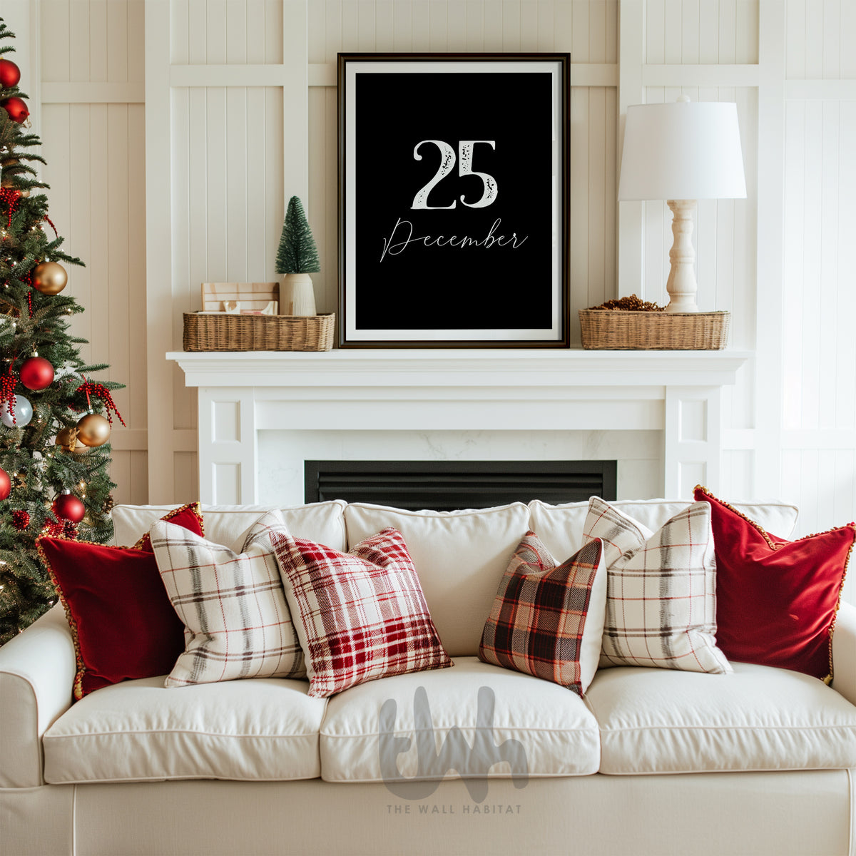 black and white holiday decor poster