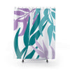 Teal and Purple Leaf Shower Curtain