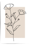 Minimalist line art of flowers on a beige background