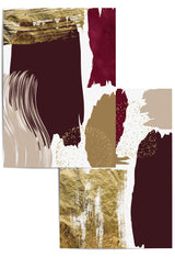Modern burgundy abstract print with champagne gold-effect detailing