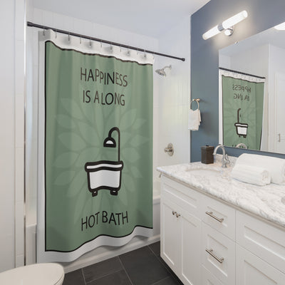 Sage Green Shower Curtain | Happiness Is a Long Hot Bath