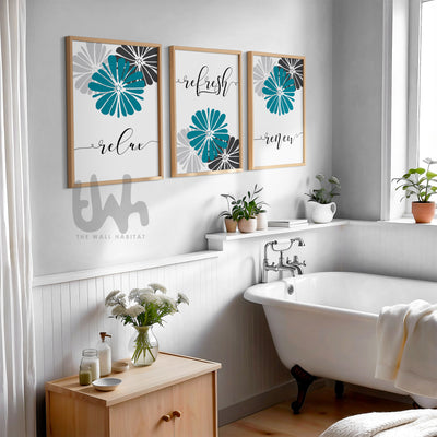 teal and grey bathroom decor