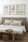 beige and black bedroom prints