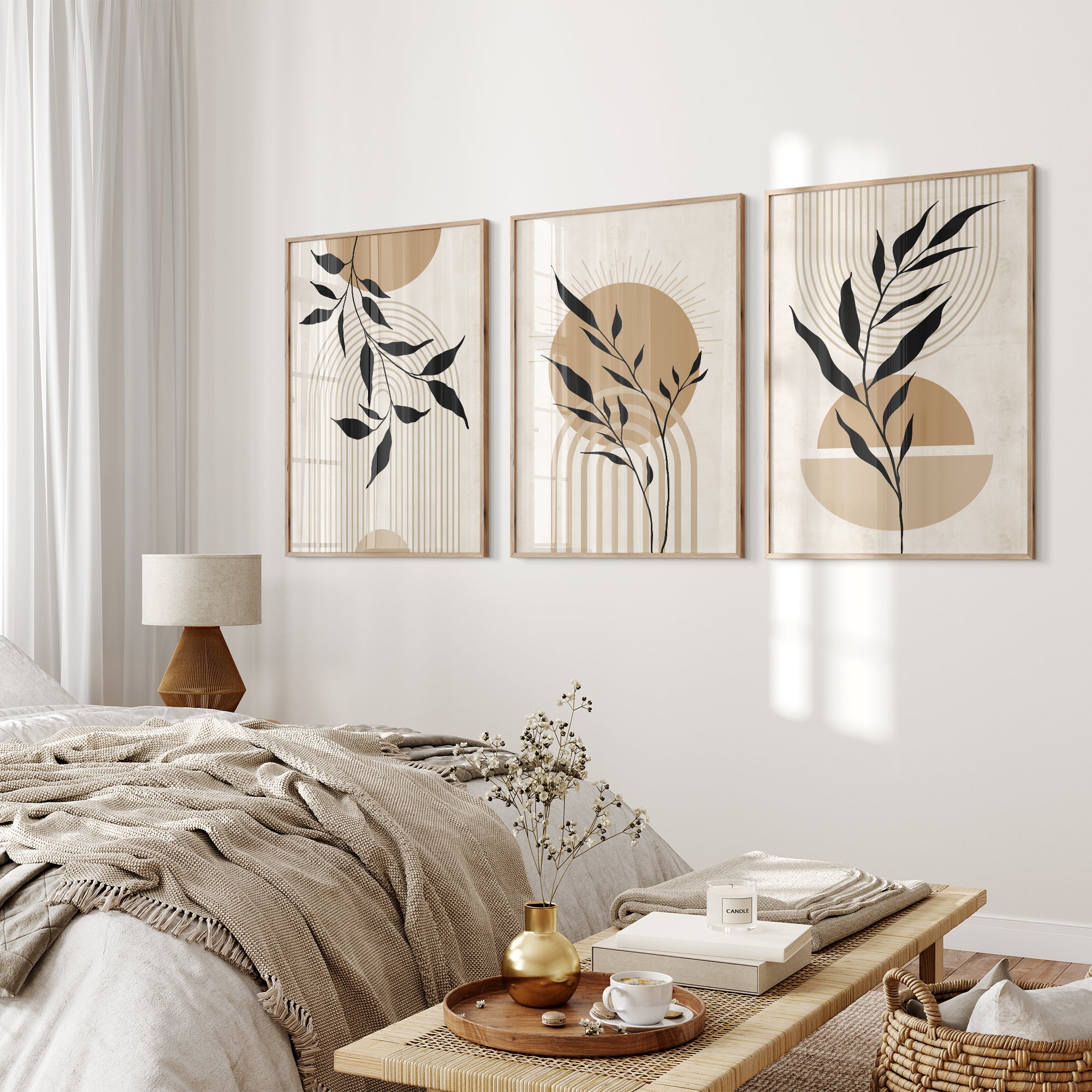 beige kitchen prints, dining room prints, set of 3,... Set of 3 Beige and Black Mid Century Wall Art Prints – The Wall Habitat