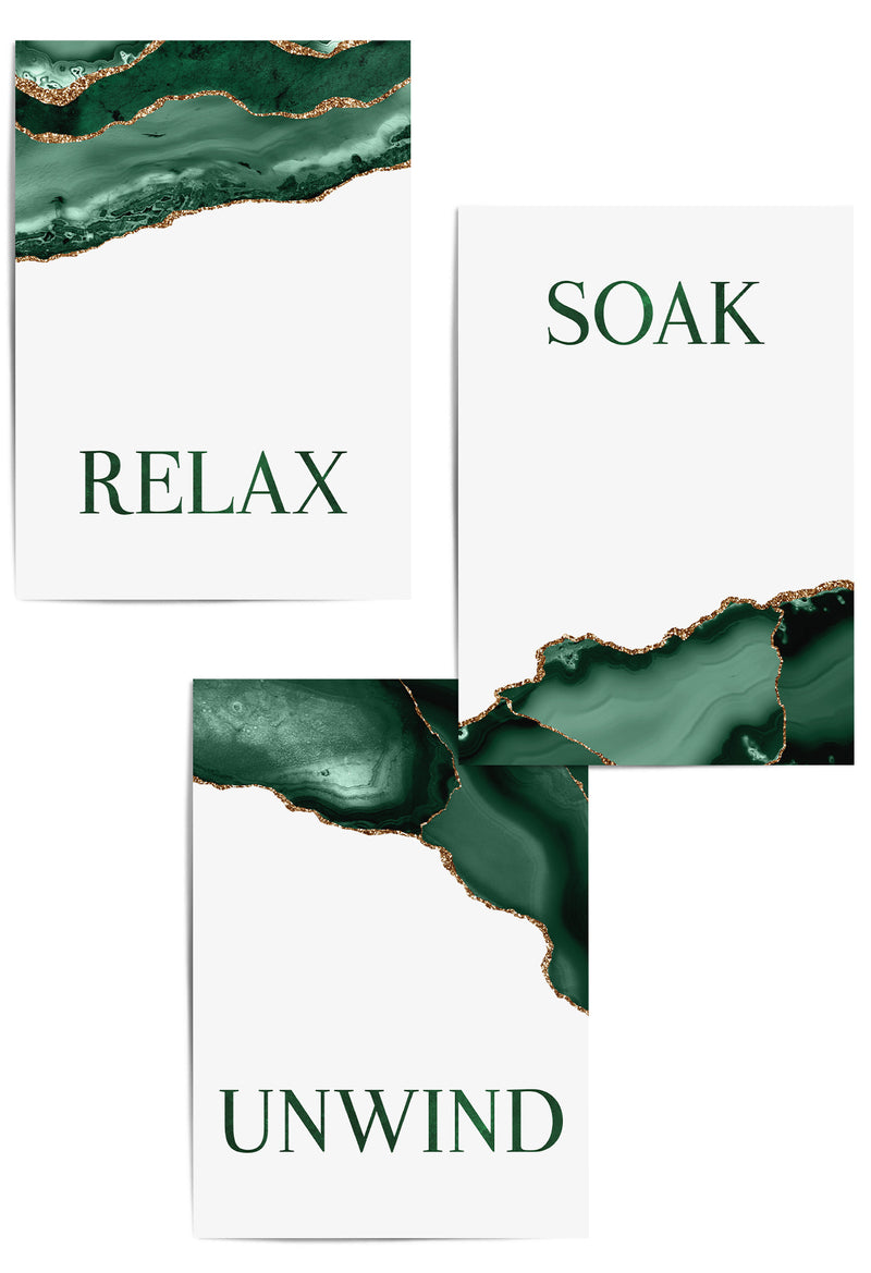 Set of 3 Green Bathroom Prints – The Wall Habitat