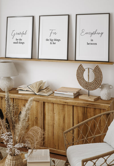 set of 3 grateful for the small things living room quote