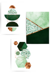 set of 3 green and copper wall art prints