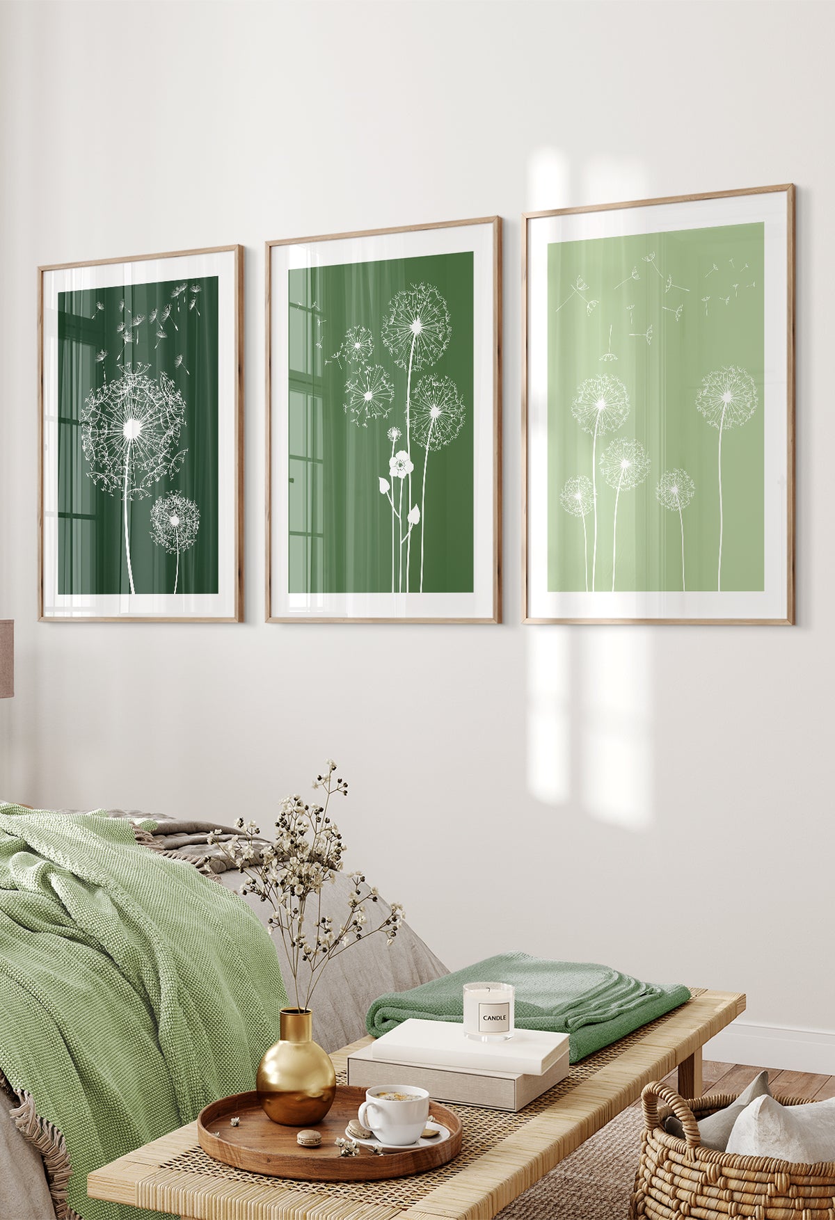 natural green botanical wall prints