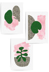 set of 3 pink and green leopard print wall decor