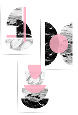 Set of 3 Pink and Grey Abstract Prints