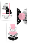 Set of 3 Pink and Grey Abstract Prints