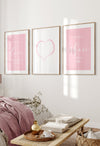 set of 3 pink and white bedroom decor