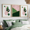 Set of 3 Pink and Green Geometric Wall Art