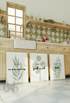 set of 3 sage green kitchen art