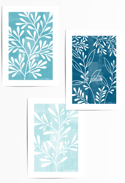 teal botanical wall art