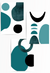 teal and black abstract shapes art