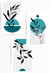 mid century teal and black art