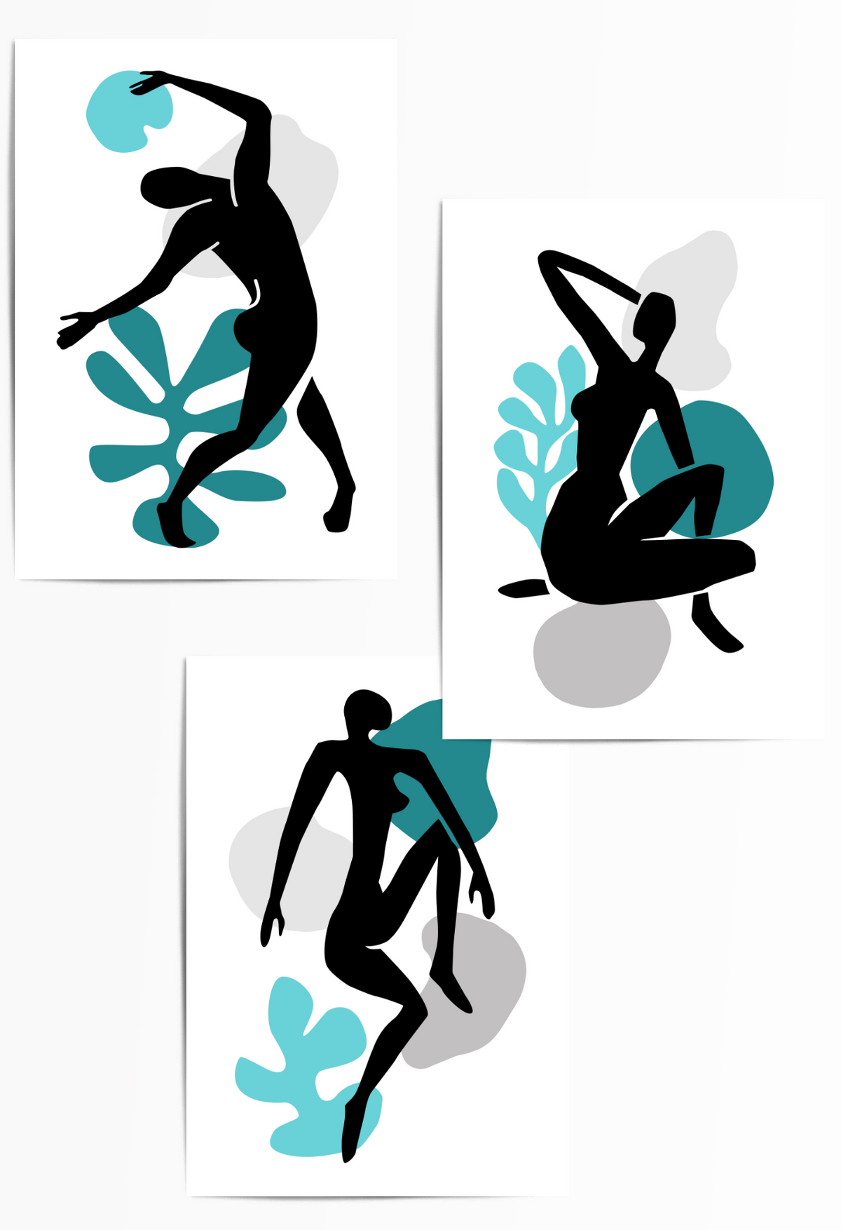 teal black grey wall art