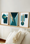 teal and gold living room art