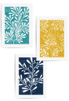 set of 3 navy blue teal yellow wall art