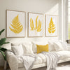 set of 3 yellow mustard fern botanical wall decor