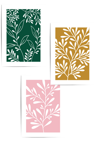 pink and yellow botanical wall art