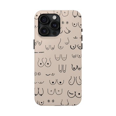 Black and Beige Boobs Tough Phone Cases