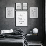 Set of 5 Grey Bedroom Wall Art Prints | Romantic Botanical Printable Set | Digital Download