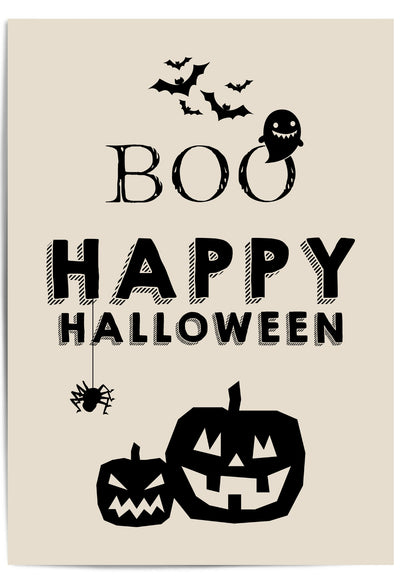 BOO Happy Halloween – Spooky Pumpkin Wall Art Print