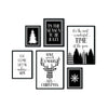 Black and white Christmas wall art set of 6 featuring buffalo plaid festive prints