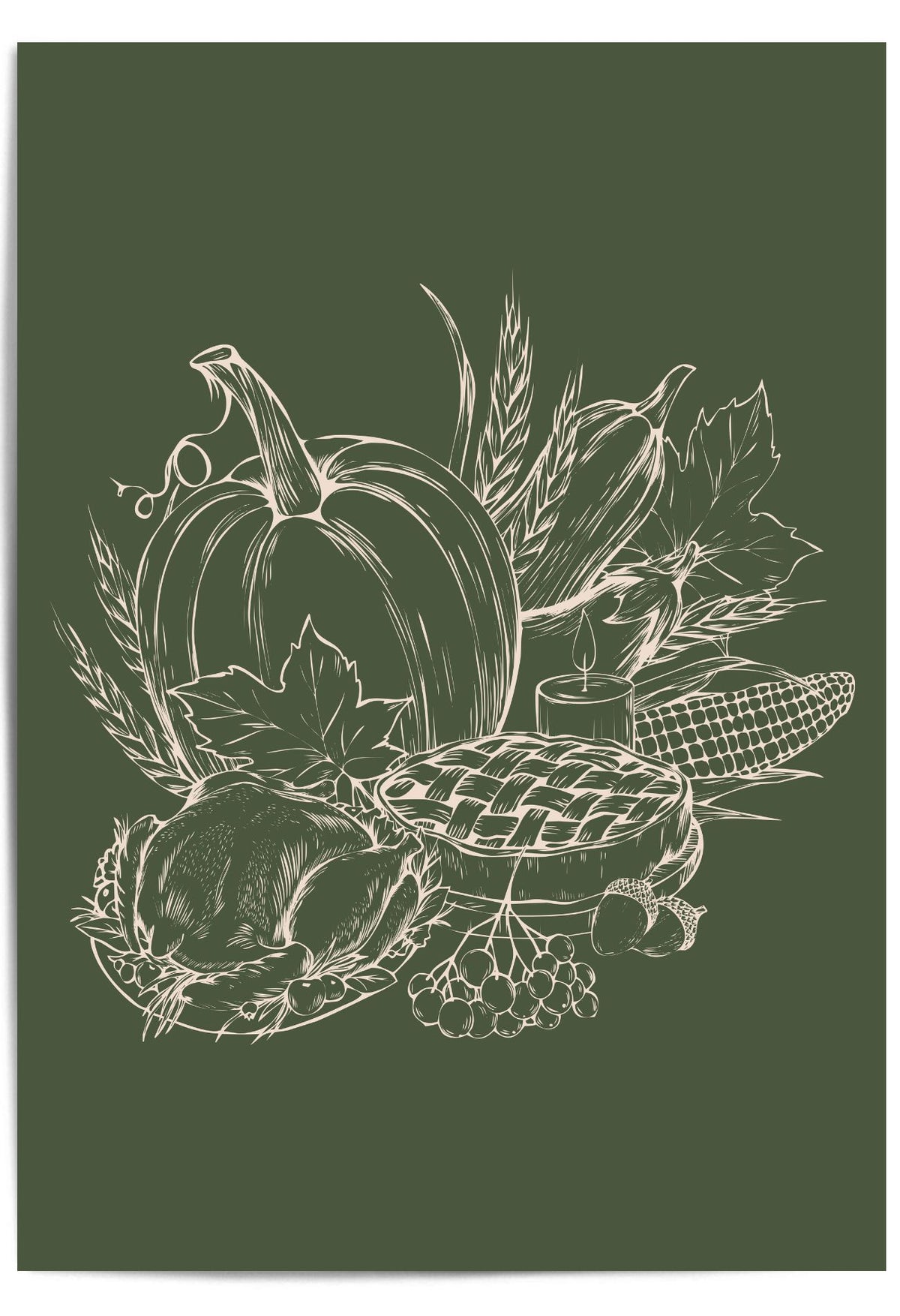 Vintage Thanksgiving Feast – Harvest Wall Art Print