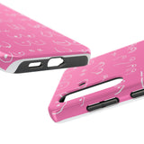 Hot Pink and White Breast Cancer Boobs Tough Phone Cases
