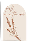 Fall Is In The Air Wall Art – Minimalist Autumn Quote Print with Botanical Line Illustration