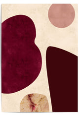 Burgundy abstract wall art featuring deep wine red organic shapes on a textured cream background